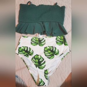 Cupshe Swim Nwot Cupshe Womens High Waist Bikini Swimsuit Ruffle Two Piece Bathing Suit